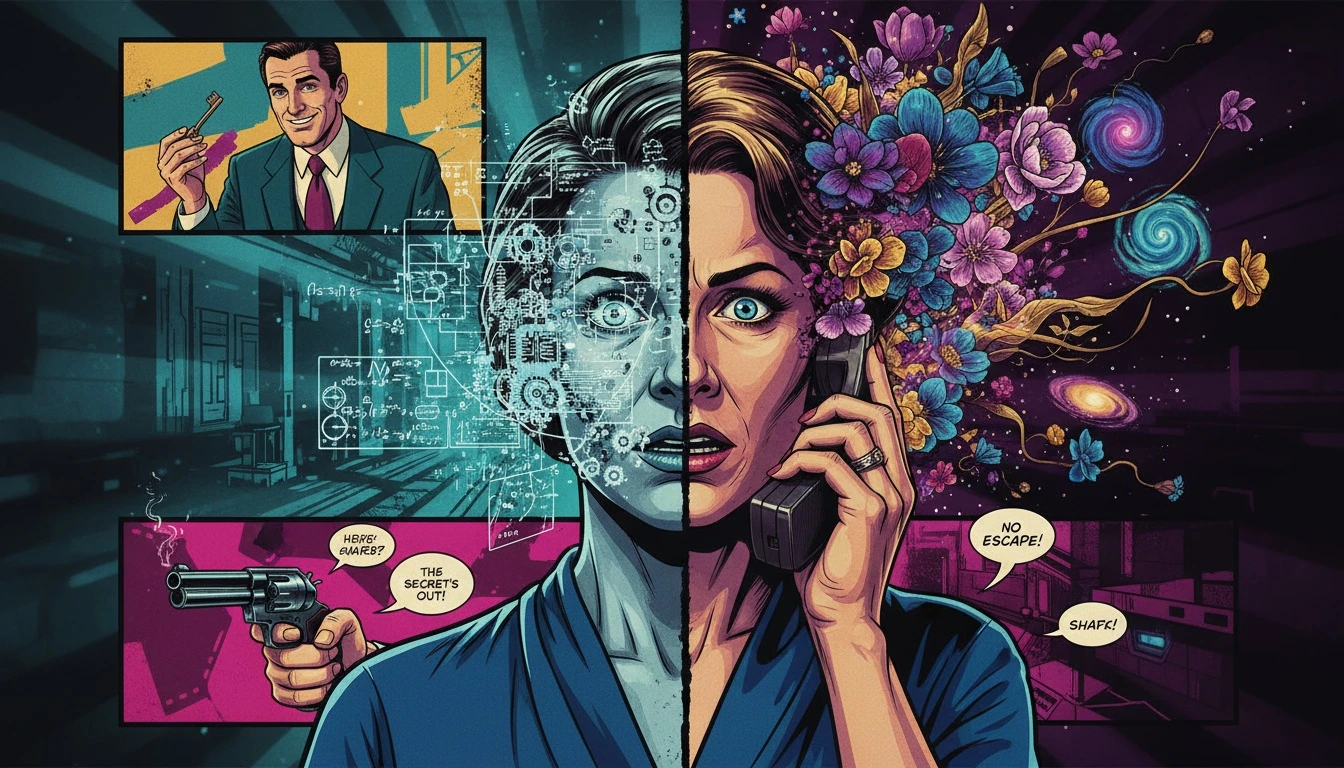 A symbolic image illustrating the INFP vs INTP key differences, showing a face split between logical machinery and organic, emotional nature. Filename: infp-vs-intp-key-differences-bestie-ai.webp