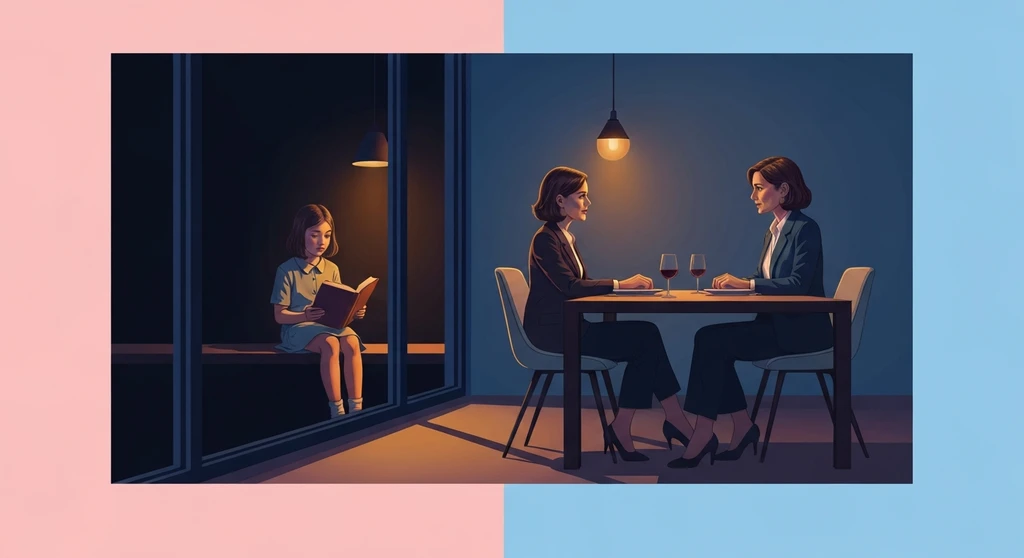 A woman exploring her inner child in relationships through a symbolic reflection in a window. inner-child-in-relationships-bestie-ai.webp