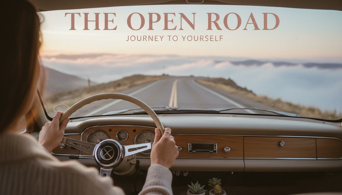 A person's hands firmly gripping a steering wheel, illustrating the concept of an internal vs external locus of control by choosing their own path on a winding road. internal-vs-external-locus-of-control-bestie-ai.webp