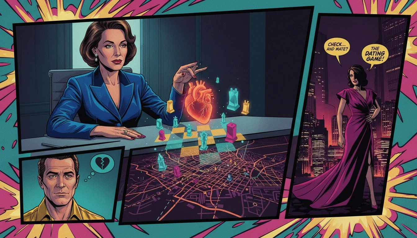 A thoughtful depiction of INTJ dating advice, showing a person contemplating a glowing chess board that represents the strategic nature of finding love. Filename: intj-dating-advice-bestie-ai.webp