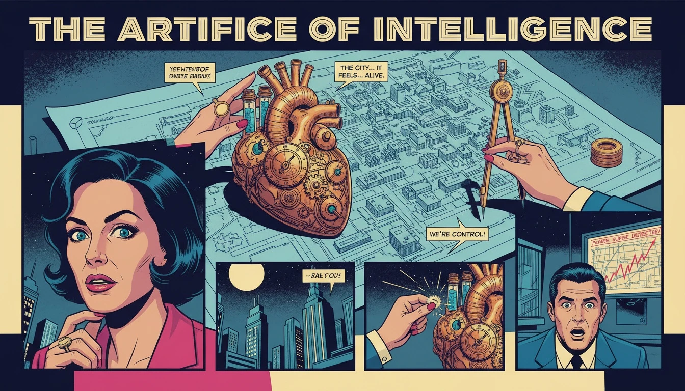 A detailed illustration of a clockwork heart on a blueprint, representing the logical and strategic nature of INTJ strengths in relationships. filename: intj-strengths-in-relationships-bestie-ai.webp