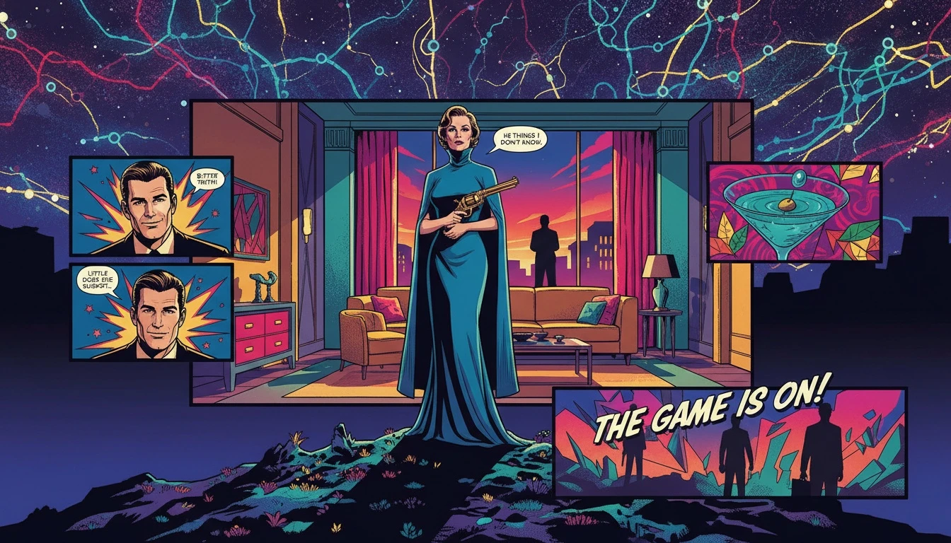 A person contemplates complex, glowing patterns in the night sky, symbolizing the pattern recognition abilities of intuitive personality types. Filename: intuitive-personality-types-bestie-ai.webp