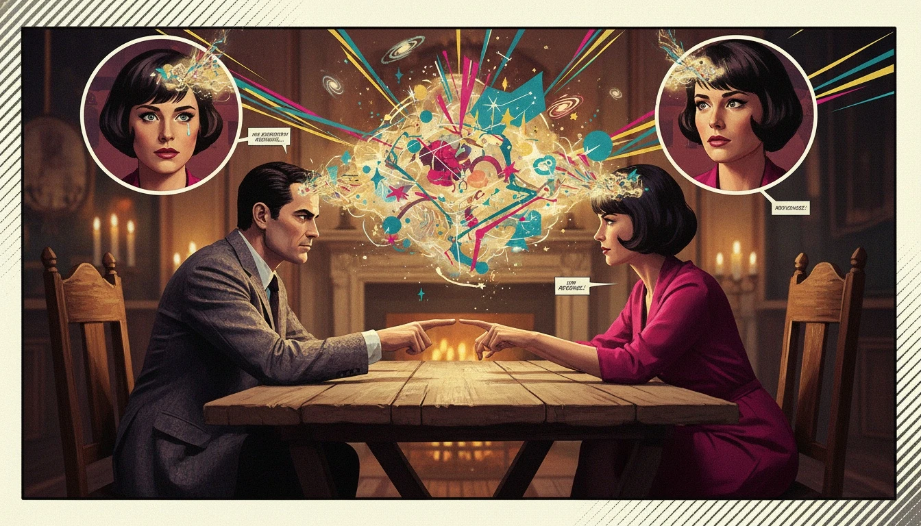 An artistic representation of how intuitive personality types connect in relationships, showing two people creating a shared galaxy of ideas and emotions between them. Filename: intuitive-personality-types-in-relationships-bestie-ai.webp