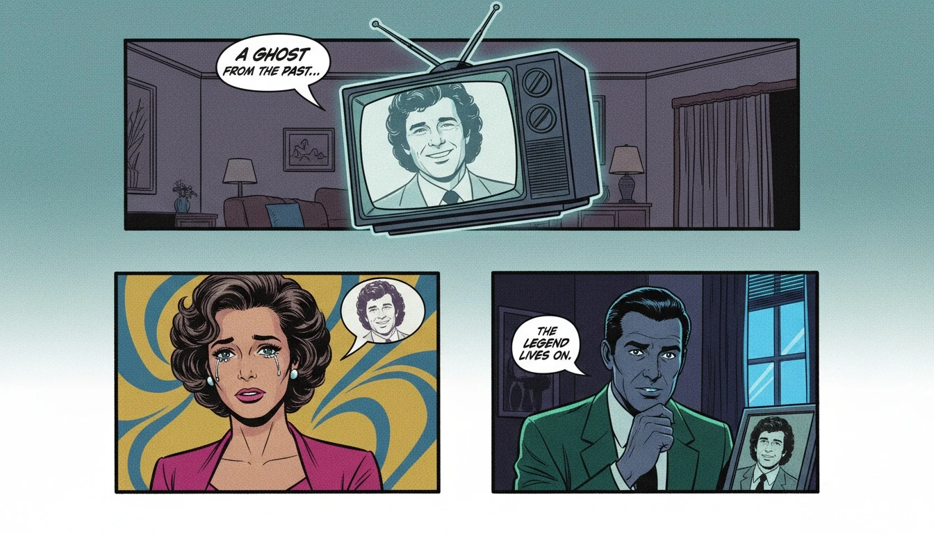 A symbolic image addressing the question 'is anthony geary dead,' featuring a vintage television with a faded image of the actor, representing memory and loss. File: is-anthony-geary-dead-bestie-ai.webp