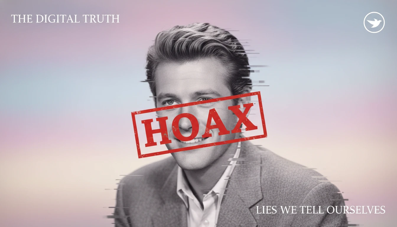 A visual fact-check addressing the question 'is Robert Redford still alive,' showing a classic photo of the actor disrupted by digital noise and a red stamp to symbolize the debunked death hoax.