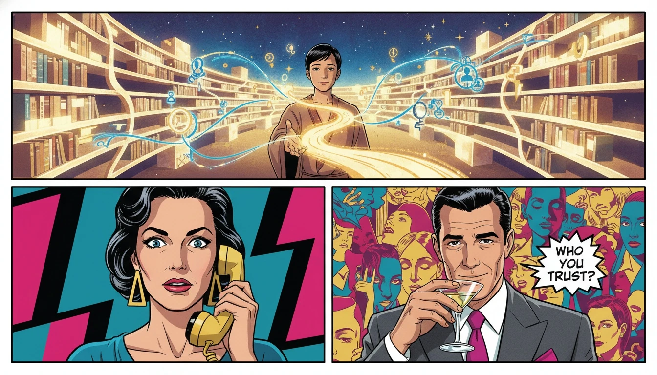 A conceptual image illustrating the ISFJ cognitive functions, with a library of memories representing Introverted Sensing and threads of golden light symbolizing Extraverted Feeling. isfj-cognitive-functions-stack-explained.webp