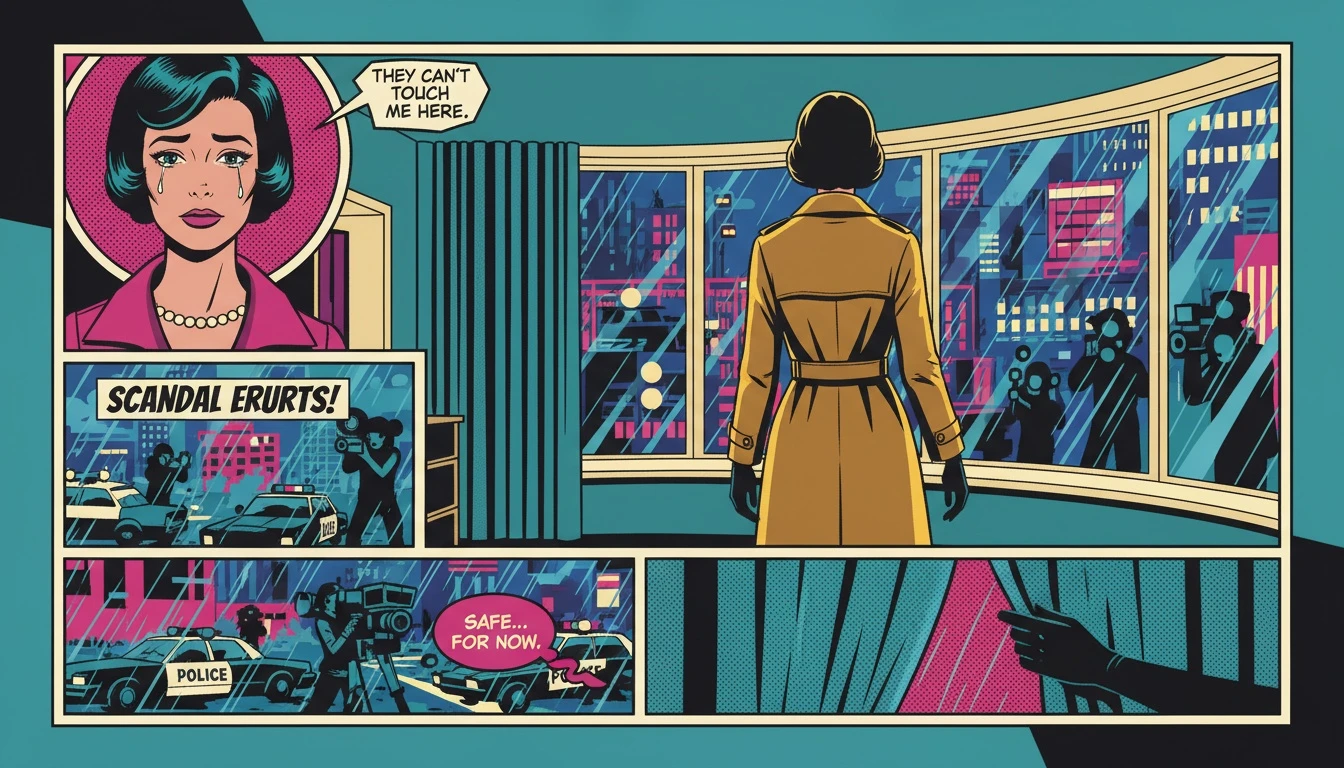 A symbolic image representing the pressure on Jake Reiner and his family, showing a figure finding a moment of peace while navigating the crisis of grieving in public. Filename: jake-reiner-public-grief-bestie-ai.webp