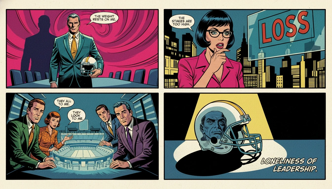 A football helmet on a table, symbolizing the heavy pressure on Jerry Jones and the Cowboys after they underachieved this season. filename: jerry-jones-cowboys-underachieved-bestie-ai.webp