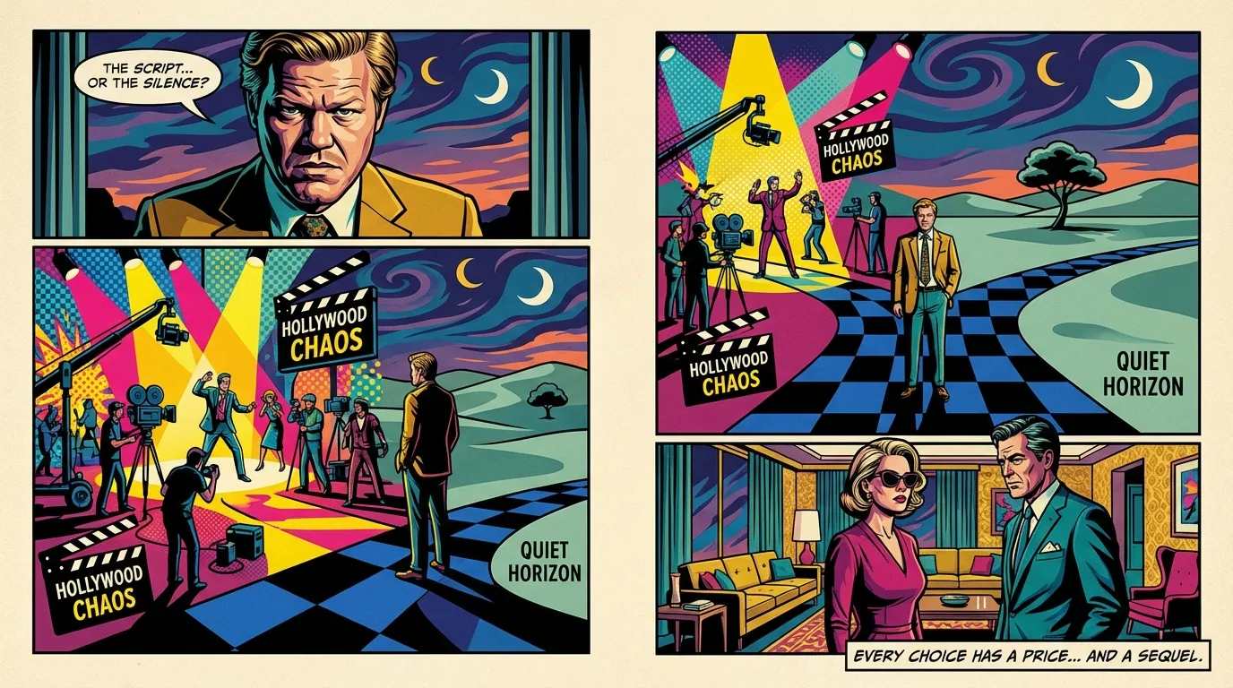 A symbolic image representing the strategic career choices of actor Jesse Plemons, showing him at a surreal crossroads, contemplating his next chapter, which is the film Bugonia. jesse-plemons-bugonia-upcoming-movie.webp