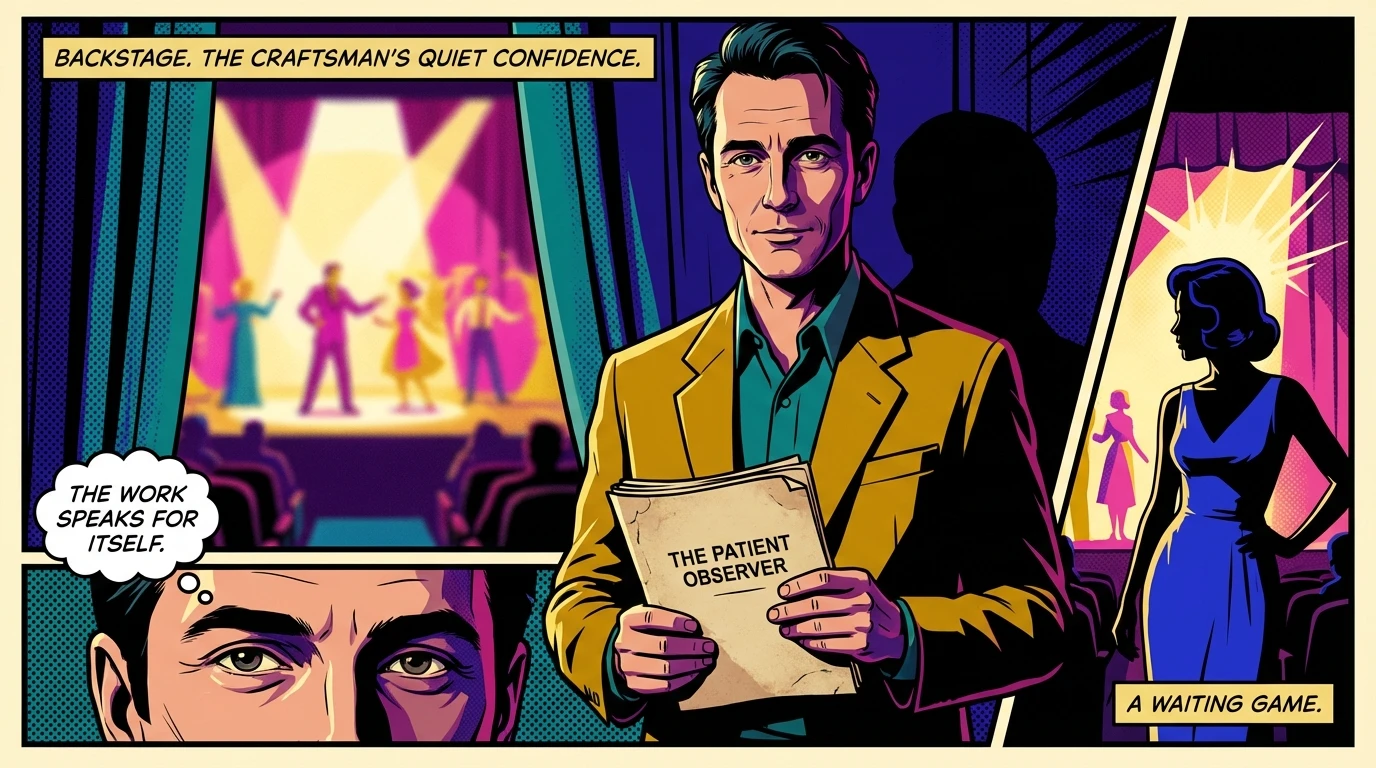 A symbolic portrait representing the quiet, craftsman-like career evolution of Jesse Plemons, showing a thoughtful actor observing a stage from the wings. jesse-plemons-career-evolution-bestie-ai.webp