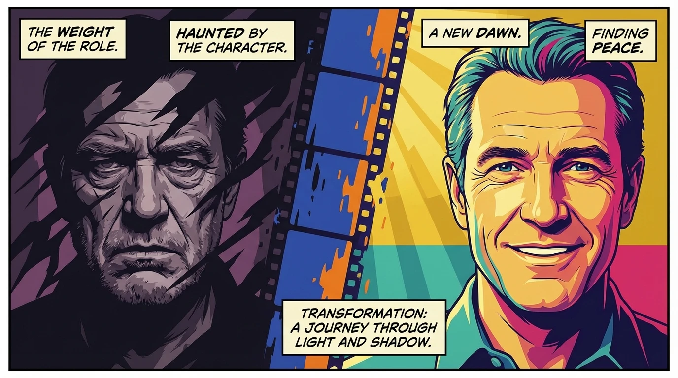 A symbolic image representing the actor Jesse Plemons' weight transformation for roles, showing a transition from a heavier, character-driven appearance to a healthier, personal self. jesse-plemons-weight-transformation-bestie-ai.webp