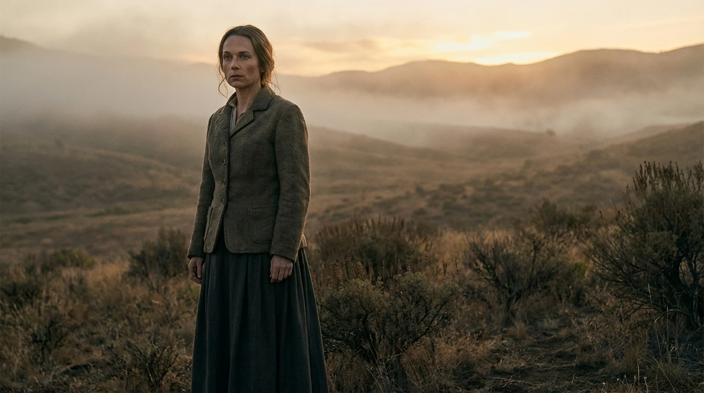 A symbolic image representing Kerry Condon in 'Train Dreams', showing her connection to nature and the profound themes of the film. kerry-condon-train-dreams-bestie-ai.webp