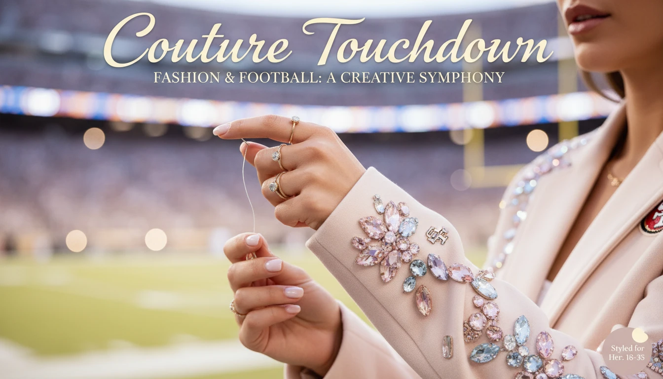 A close-up of a custom NFL jacket being designed, symbolizing the creative rise of Kyle Juszczyk wife Kristin Juszczyk in the world of sports fashion. kyle-juszczyk-wife-kristin-juszczyk-bestie-ai.webp