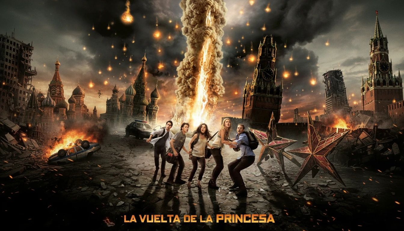 A dramatic still from La Vuelta De La Princesa featuring the empowered female protagonist facing down her antagonists, symbolizing revenge and triumph.