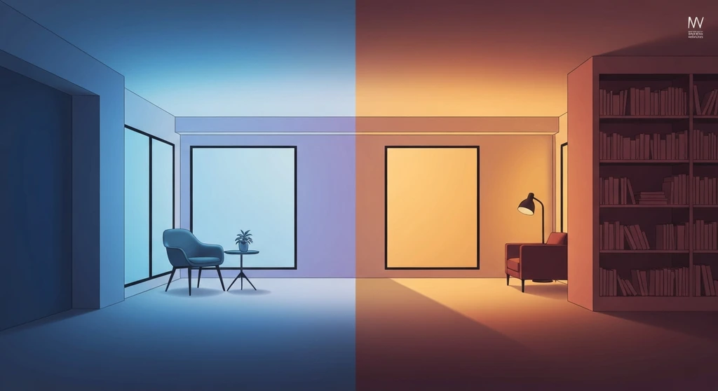 A conceptual visualization of living separately under one roof marriage showing a house divided by emotional zones, living-separately-under-one-roof-marriage-bestie-ai.webp