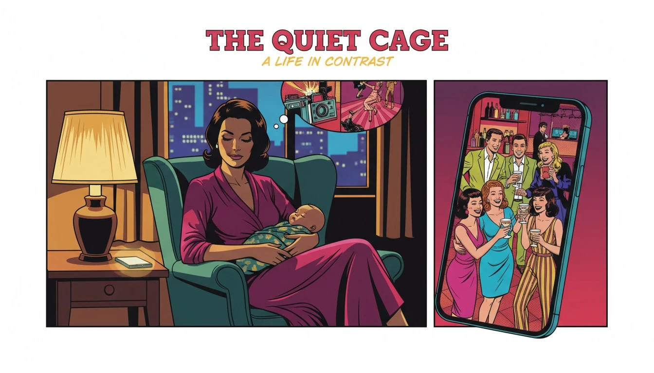 A new mother experiencing the emotional complexity of losing friends after having a baby-bestie-ai.webp