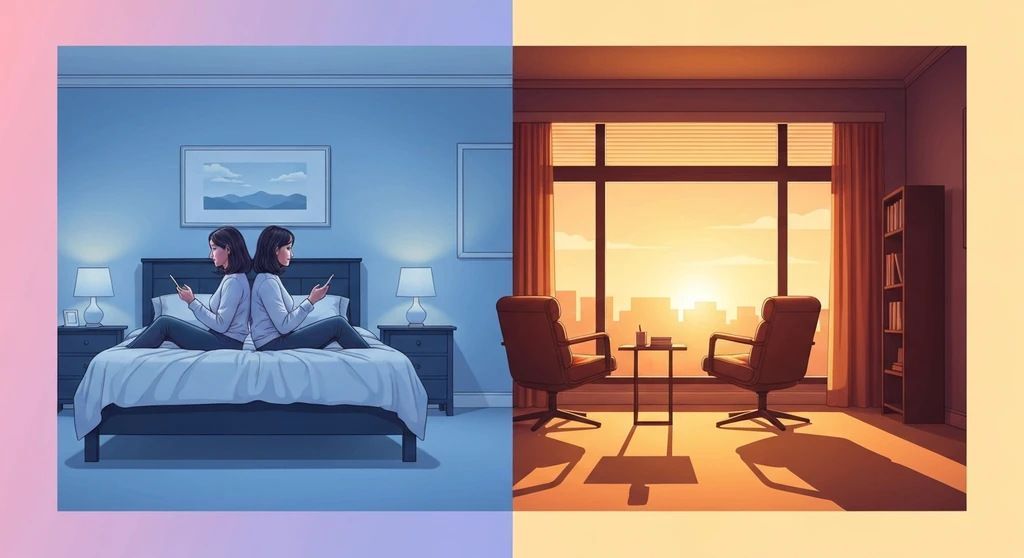 A visual representation of the choice between feeling alone in marriage and seeking marriage-counseling-for-loneliness-bestie-ai.webp