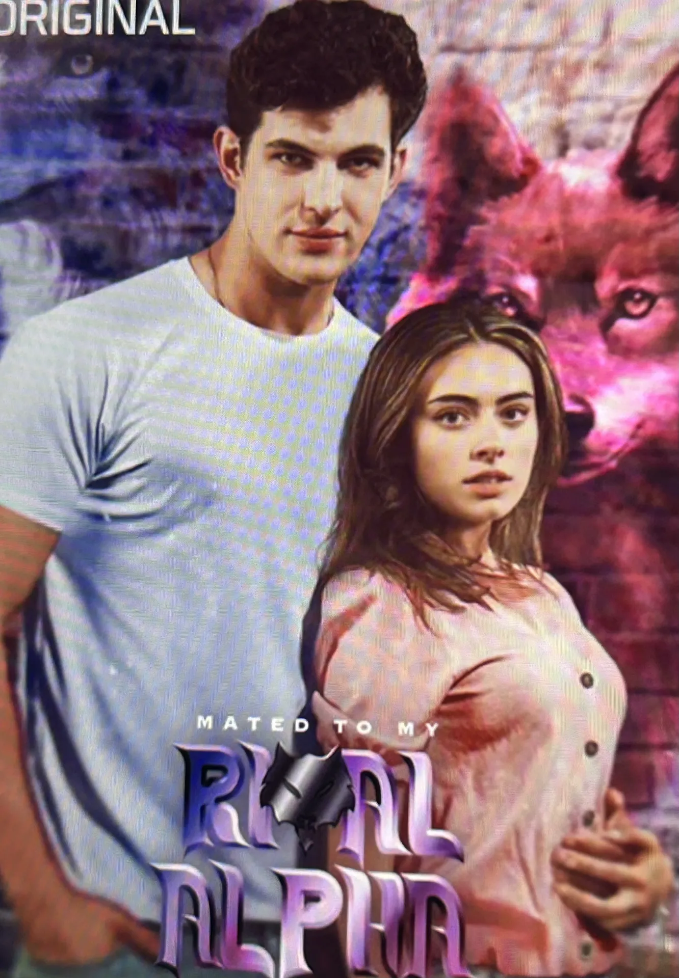 Ivy and Alex, the fated mates from Mated to My Rival Alpha, sharing a tense moment amidst pack rivalry, reflecting their forbidden love.