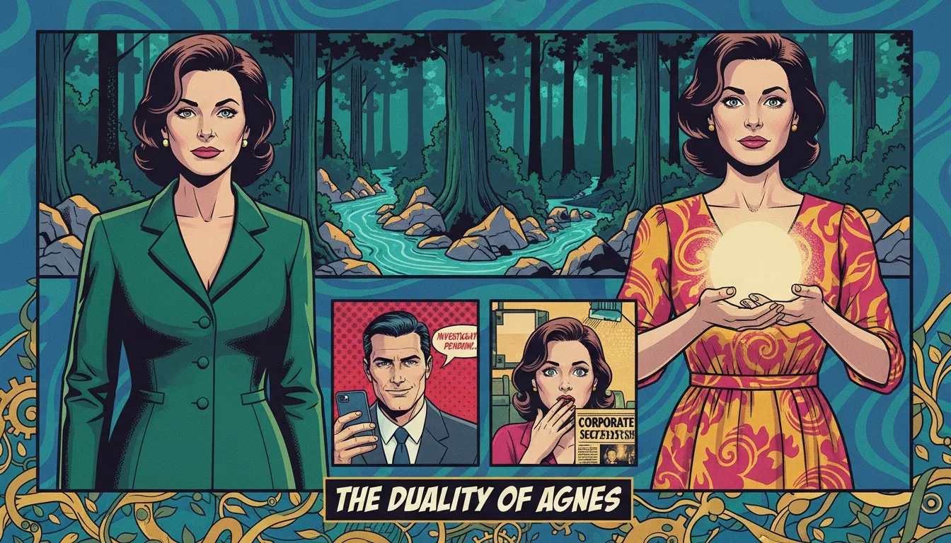 A symbolic representation of matrescence psychology showing the dual identity of a woman transitioning into motherhood, styled as a matrescence-psychology-bestie-ai.webp