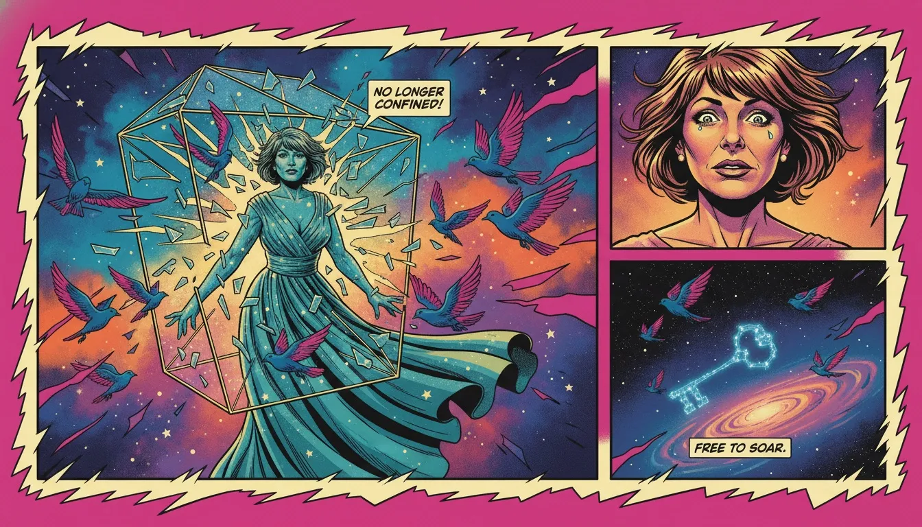 A person shattering the glass box of mbti career stereotypes to unlock their full potential, symbolizing a growth mindset. mbti-career-stereotypes-debunked-bestie-ai.webp