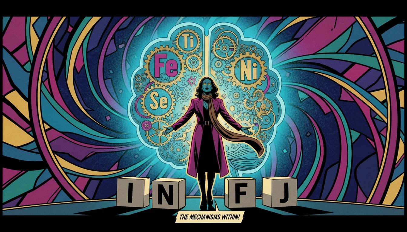 An illustration of the human mind as a complex clockwork mechanism, representing how MBTI cognitive functions explained easily can unlock a deeper understanding of personality. Filename: mbti-cognitive-functions-explained-easily-bestie-ai.webp