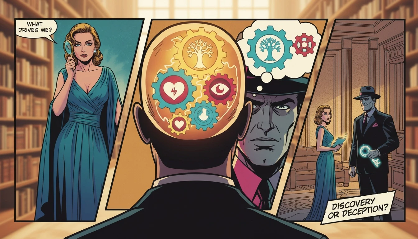 An intricate illustration showing the concept of MBTI cognitive functions explained simply, with glowing gears inside a transparent head representing the function stack. mbti-cognitive-functions-explained-simply-bestie-ai.webp