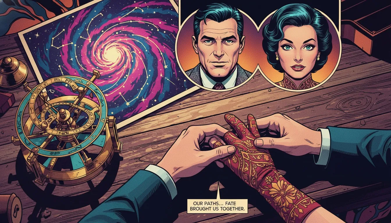 Two hands connecting over a detailed mbti compatibility chart relationships, symbolizing that human connection is more important than personality type theories. filename: mbti-compatibility-chart-relationships-bestie-ai.webp