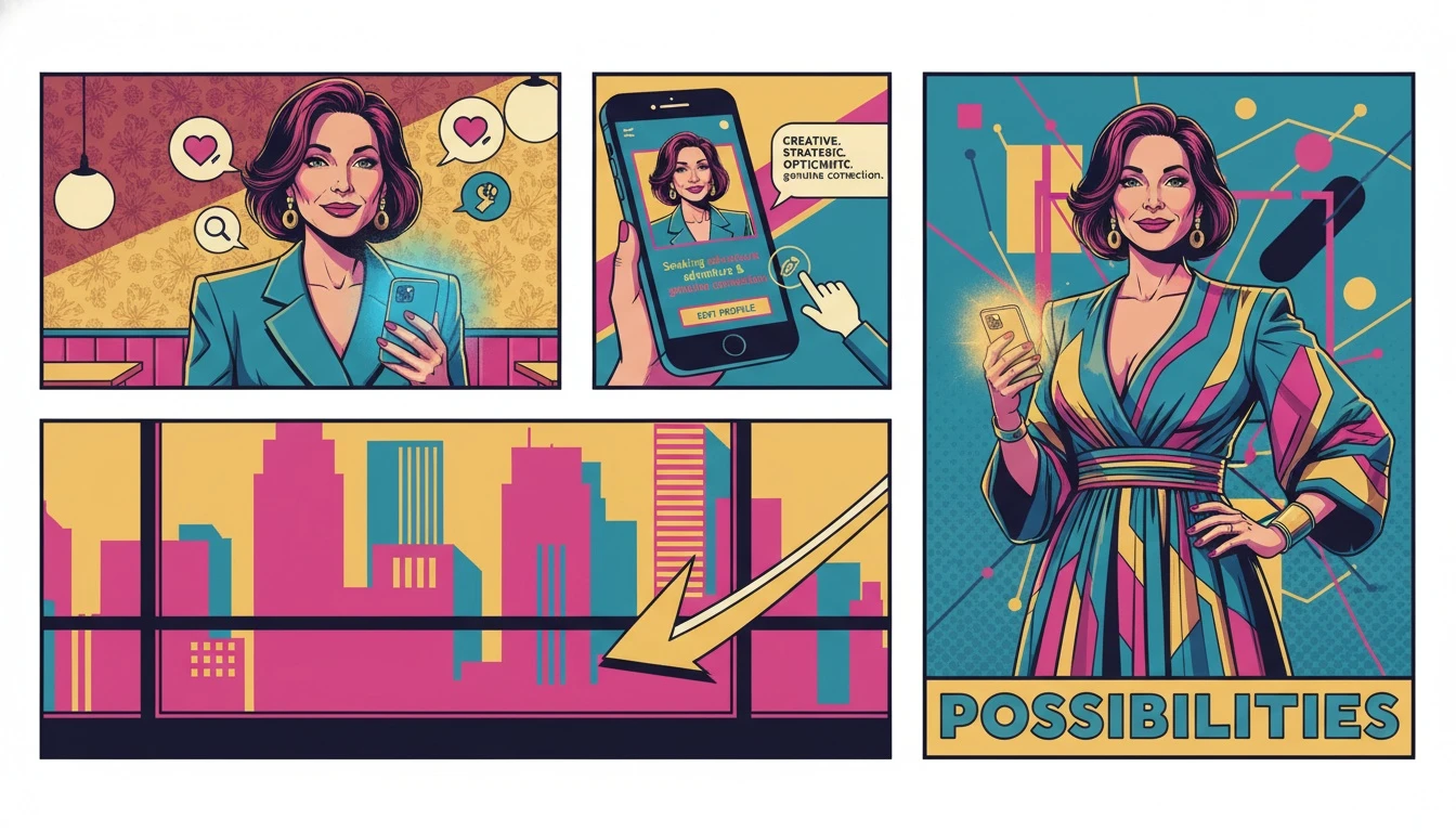 A person applying MBTI dating profile tips to thoughtfully craft their bio on a smartphone in a cafe, aiming to attract the best love matches. filename: mbti-dating-profile-tips-bestie-ai.webp