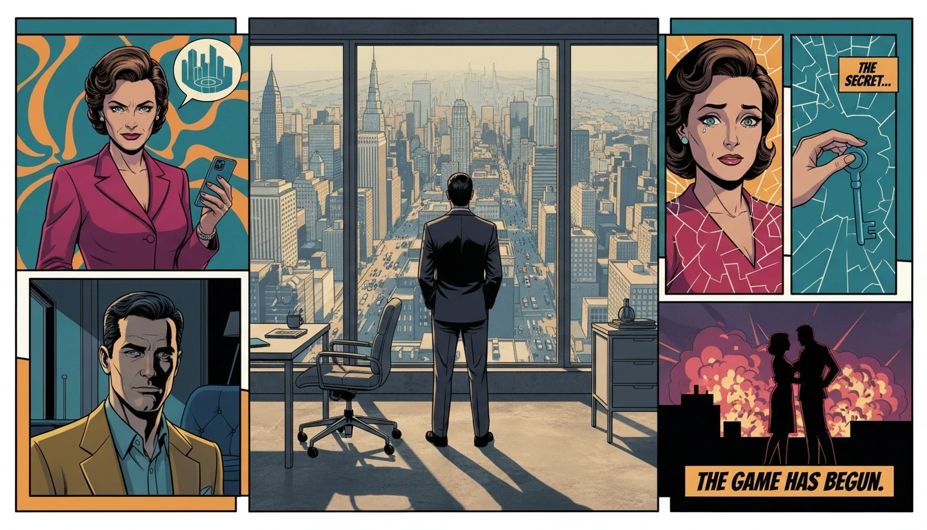 A leader demonstrating one of the many effective mbti leadership styles, calmly observing a city from an office window, embodying quiet strength and strategic thought. Filename: mbti-leadership-styles-bestie-ai.webp