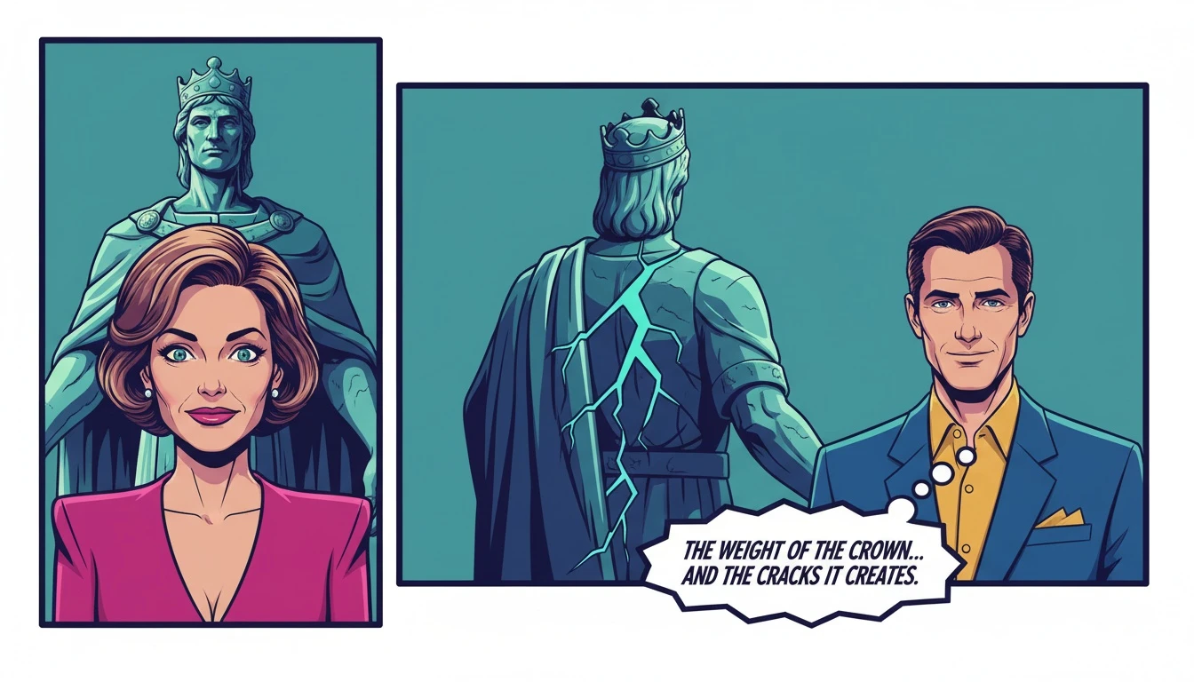 A marble statue of a leader with a hidden crack down its back, symbolizing the discovery of mbti leadership weaknesses. Filename: mbti-leadership-weaknesses-bestie-ai.webp