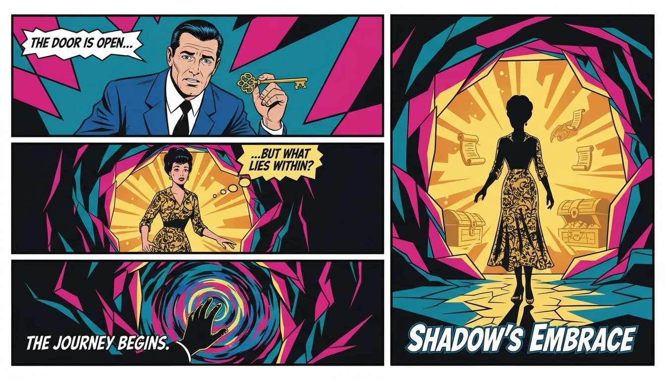 A person stands before a cave glowing with golden light, illustrating the core concept of this mbti personality development guide: embracing the unknown for personal growth. Filename: mbti-personality-development-guide-bestie-ai.webp