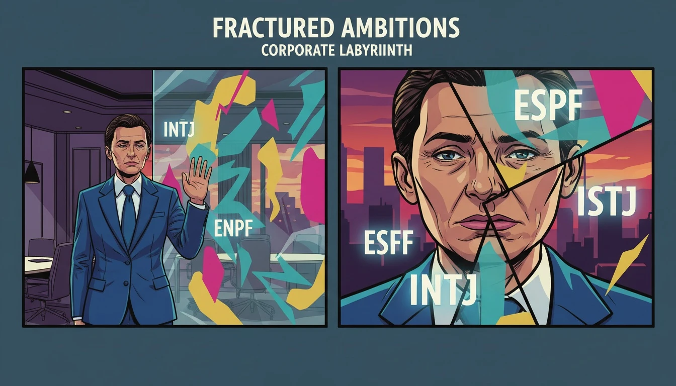 A professional analyzing the results of their mbti test for workplace on a glass wall, symbolizing using the data for career strategy while avoiding being boxed in by labels. filename: mbti-test-for-workplace-guide-bestie-ai.webp