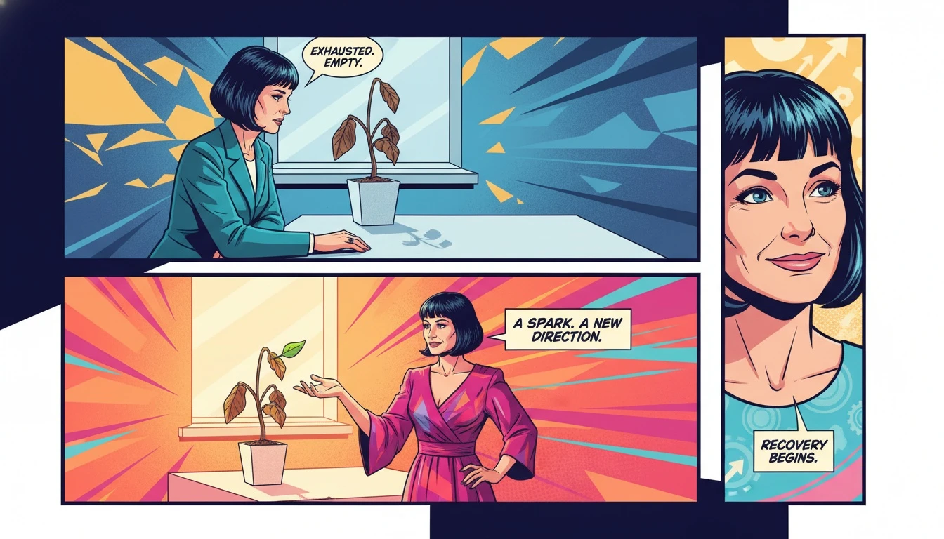 A wilting plant on an office desk symbolizing the emotional exhaustion of mbti types and leadership burnout, with a ray of light offering hope for recovery. filename: mbti-types-and-leadership-burnout-bestie-ai.webp