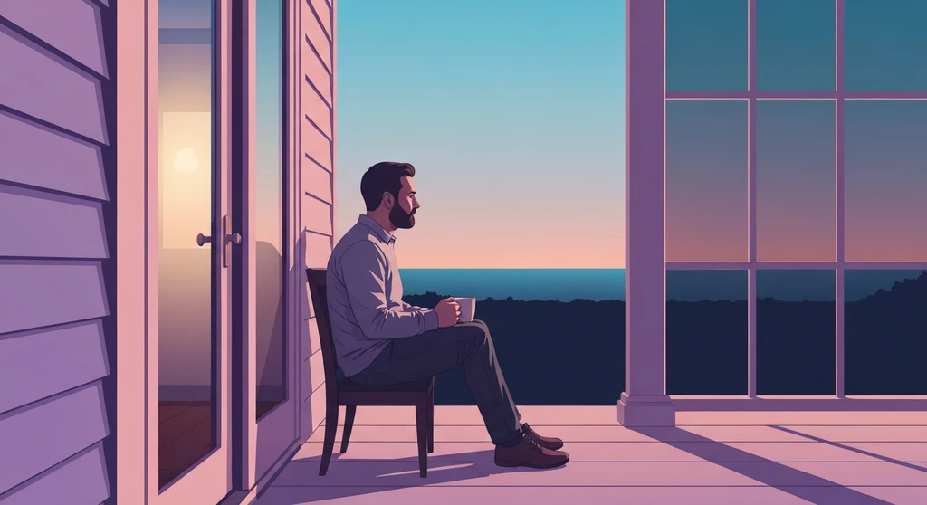 A man practicing mental health tips for married men by taking a moment of quiet reflection at home. mental-health-tips-for-married-men-bestie-ai.webp