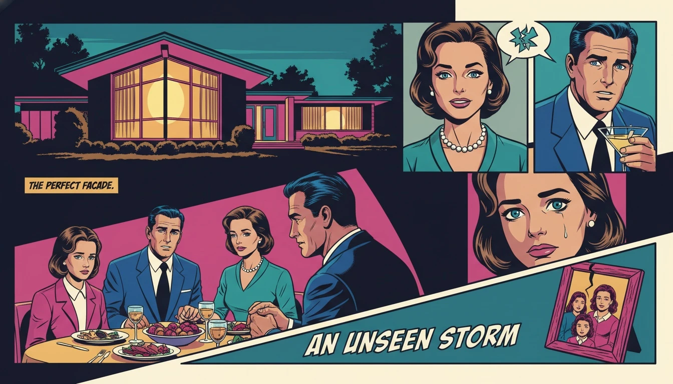 A poignant image of a family home at twilight, representing the private struggle with mental illness within the family of Michele Reiner. michele-reiner-family-tragedy.webp