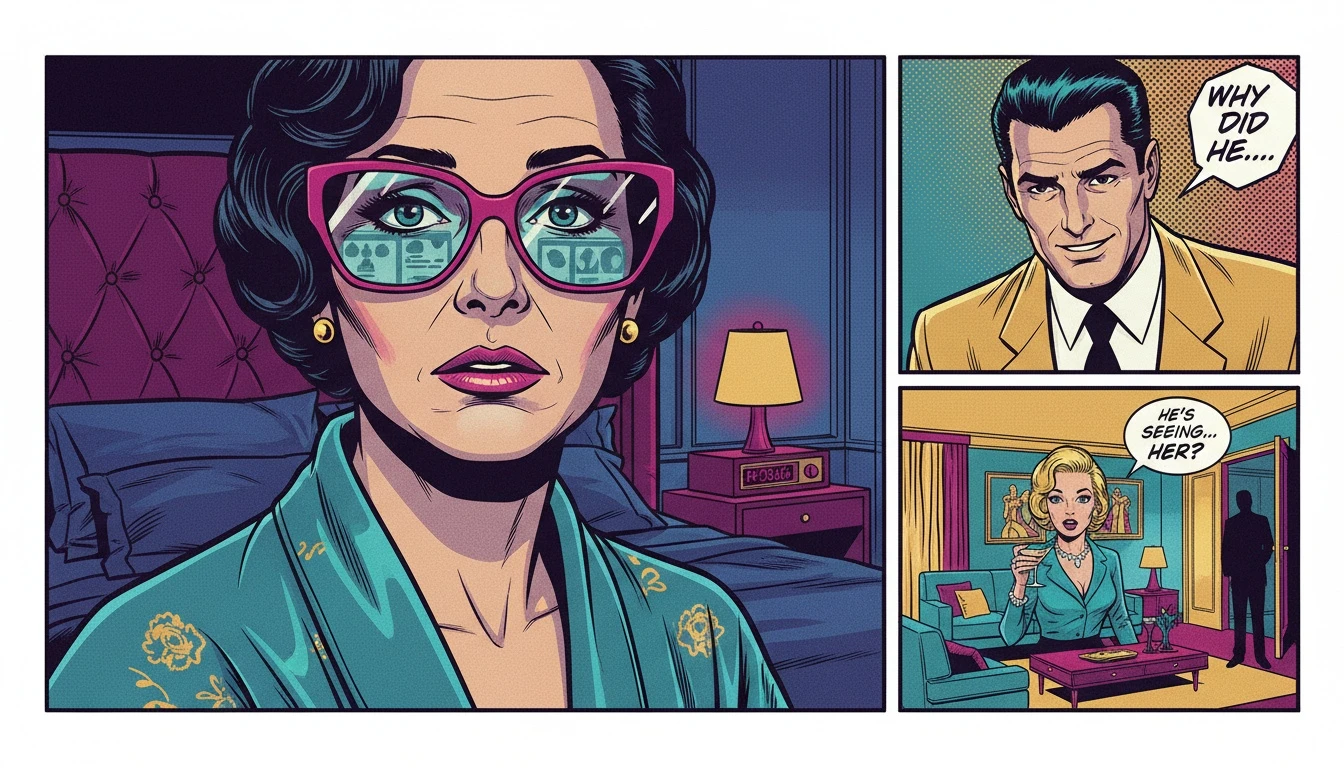 A woman looking at her phone in the dark, her face showing concern, illustrating the anxiety of discovering potential micro-cheating vs harmless flirting online. filename: micro-cheating-vs-harmless-flirting-online-bestie-ai.webp