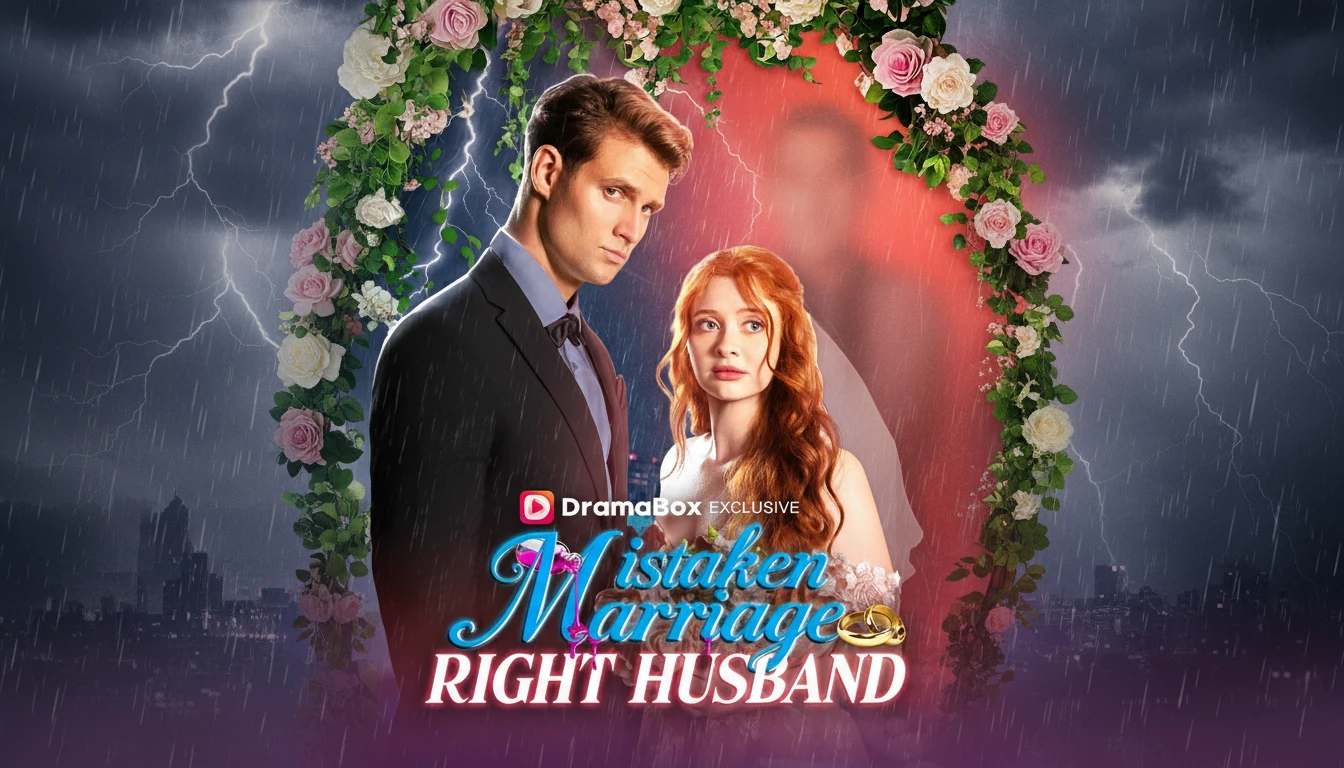 Isabella Harrison and Nolan Montgomery in a dramatic embrace, symbolizing their journey in Mistaken Marriage Right Husband.