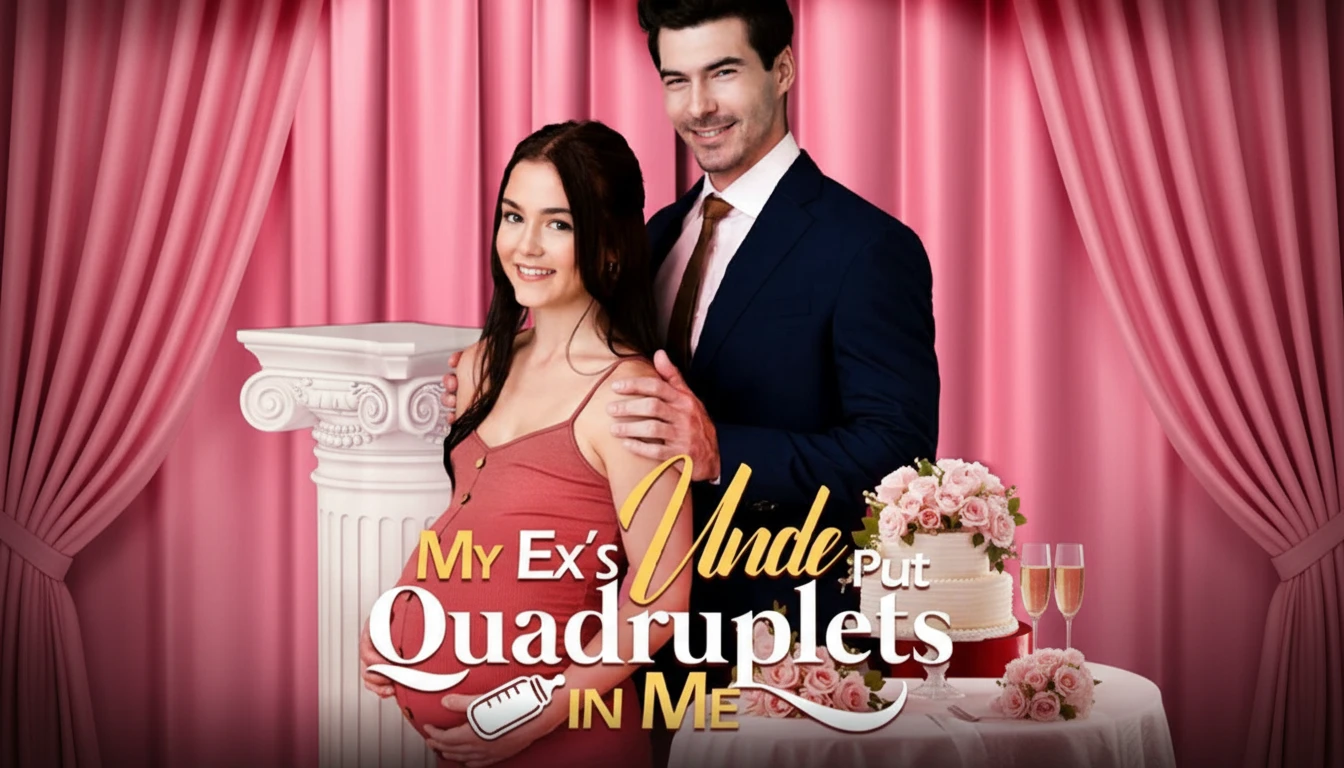 A dramatic scene from 'My Ex’S Uncle Put Quadruplets In Me' featuring the female lead and billionaire male lead, capturing the intensity of the short drama.