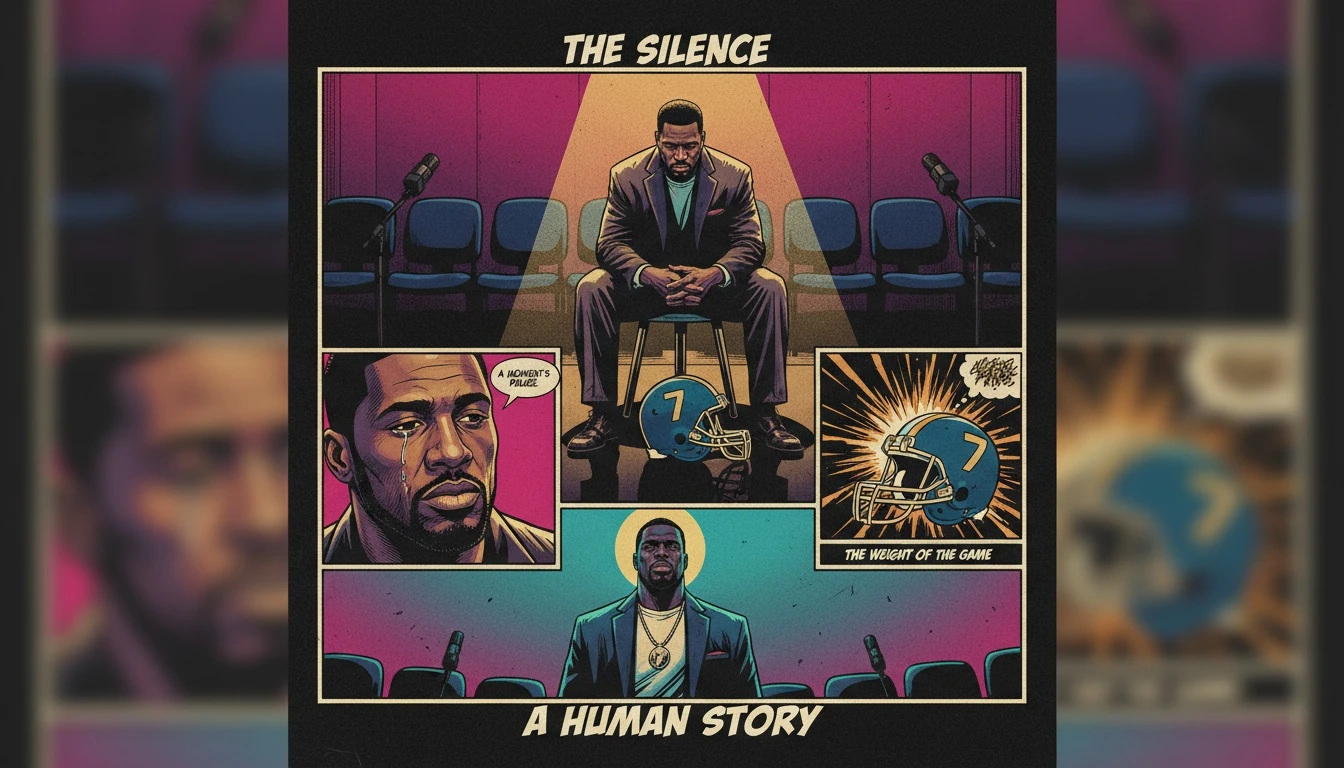 A thoughtful image capturing the essence of the Myles Garrett off-field personality, showing him in a quiet moment of introspection away from the chaos of the game. myles-garrett-off-field-personality-bestie-ai.webp