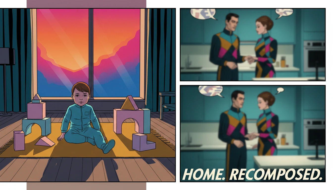 navigating-new-relationships-with-kids-involved-bestie-ai.webp. A peaceful scene depicting the emotional maturity required when navigating new relationships with kids involved in a modern household.