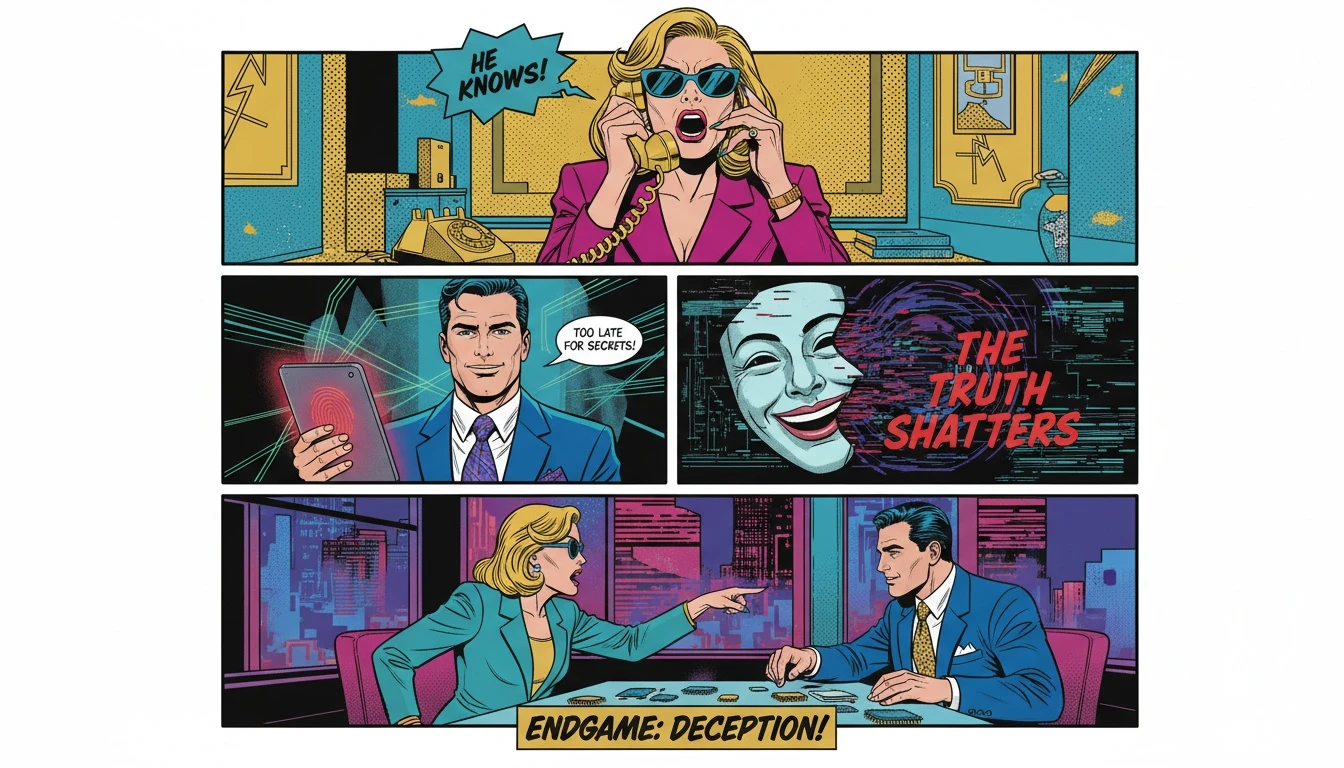 A cracked mask on a screen, symbolizing the public breakdown of Nick Reiner and the disturbing video analysis that revealed his inner turmoil. filename: nick-reiner-disturbing-video-analysis-bestie-ai.webp