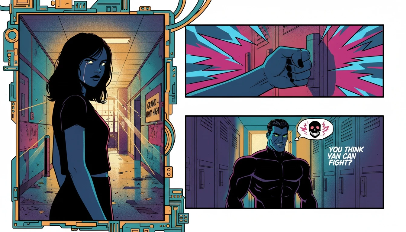 A powerful image representing the Odessa A'zion Grand Army character analysis, showing a silhouette of a young woman symbolizing survivor's resilience. Filename: odessa-azion-grand-army-character-analysis-bestie-ai.webp