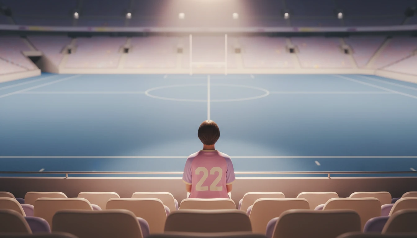 A lone fan sitting in a stadium, reflecting on the complex nature of parasocial relationships with professional athletes and the feeling of loss after a trade. Filename: parasocial-relationships-with-professional-athletes-bestie-ai.webp