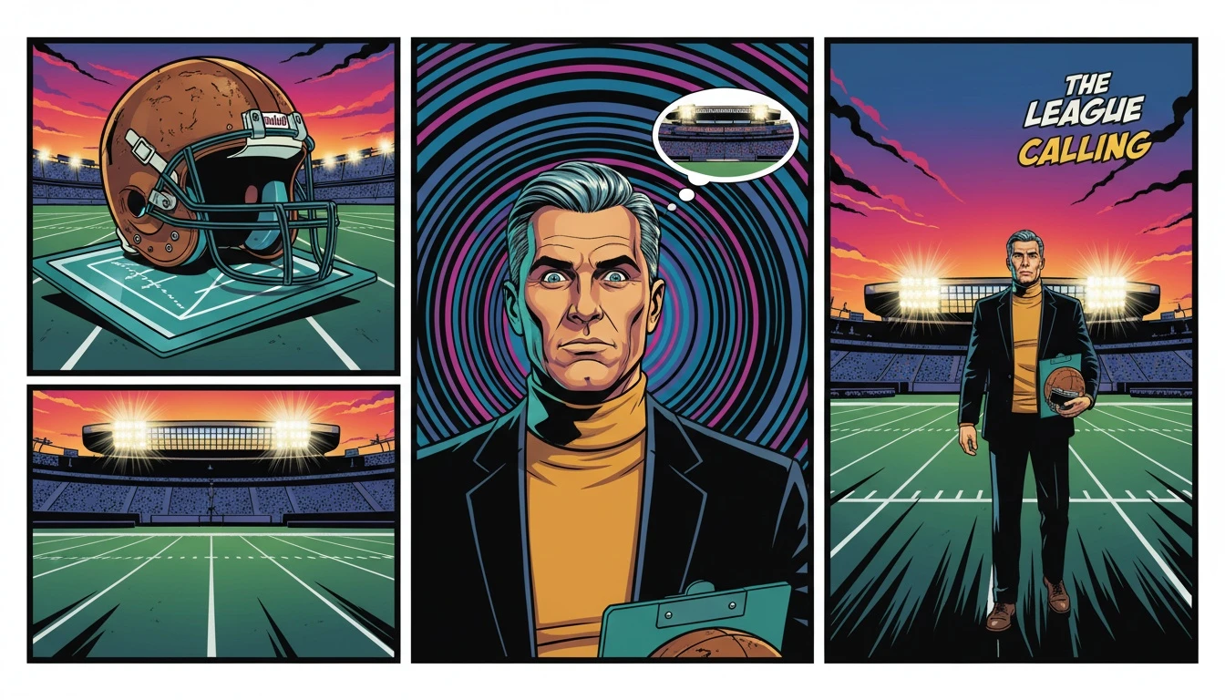 An old football helmet on a clipboard representing the quiet retirement of Philip Rivers, with a professional stadium in the background symbolizing his shocking comeback to the NFL. philip-rivers-comeback-timeline-bestie-ai.webp