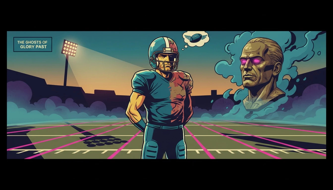 A symbolic image representing the weight of legacy for Philip Rivers' comeback, showing the quarterback contemplating his future on a football field at dusk. philip-rivers-bestie-ai.webp