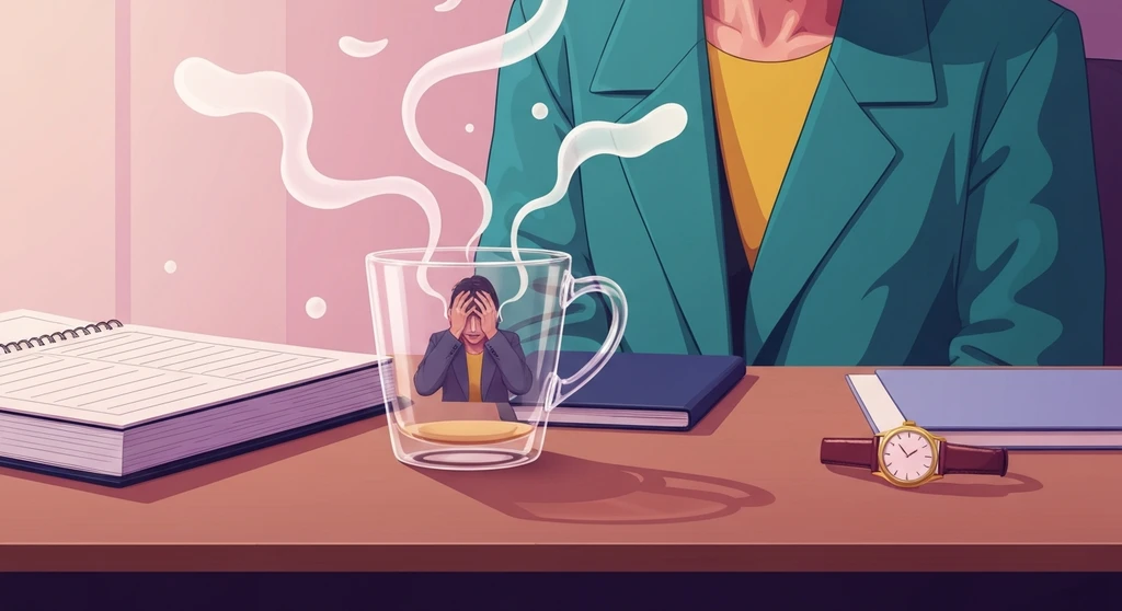 A visual metaphor for high functioning anxiety showing the contrast between an organized professional life and internal emotional distress. high-functioning-anxiety-bestie-ai.webp