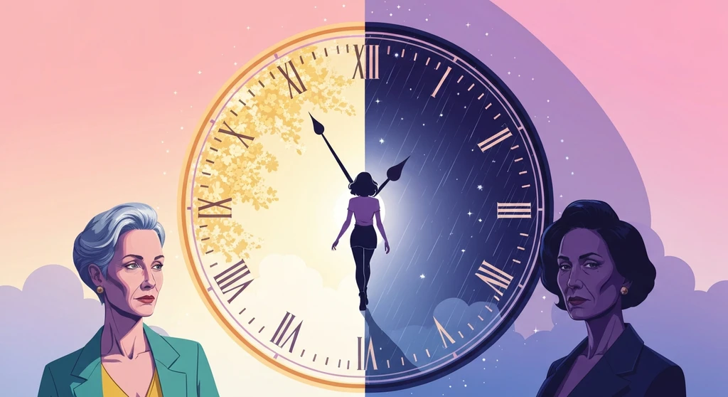 A woman navigating the cyclical phases of her life with grace, representing the transformative power of pmdd lifestyle changes. pmdd-lifestyle-changes-bestie-ai.webp