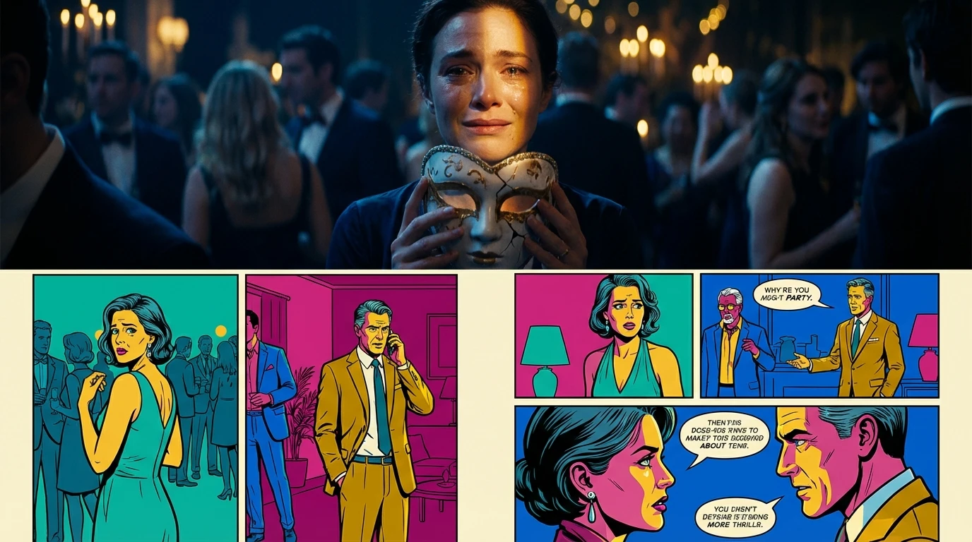 A person removes a mask at a party to reveal their true face, illustrating the psychological benefits of authenticity. psychological-benefits-of-authenticity-bestie-ai.webp