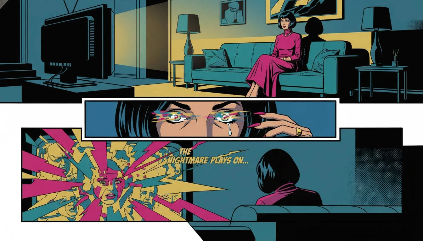 A person processing the psychological effects of witnessing an accident, sitting in a dark room as the traumatic event reflects in their eyes from a screen. filename: psychological-effects-of-witnessing-an-accident-bestie-ai.webp