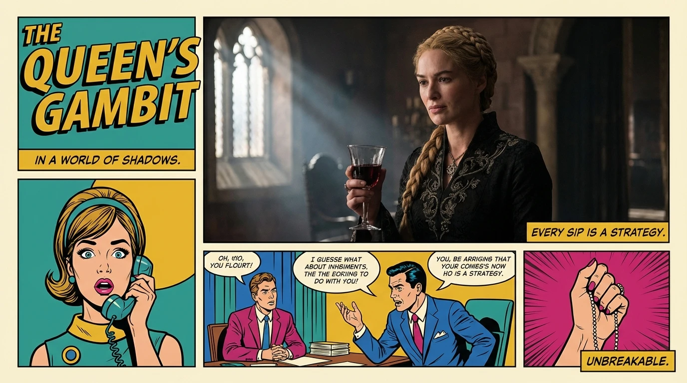 A detailed look at the psychology of Cersei Lannister, showing the powerful queen looking conflicted and isolated on her throne, representing her complex inner world. Filename: psychology-of-cersei-lannister-bestie-ai.webp